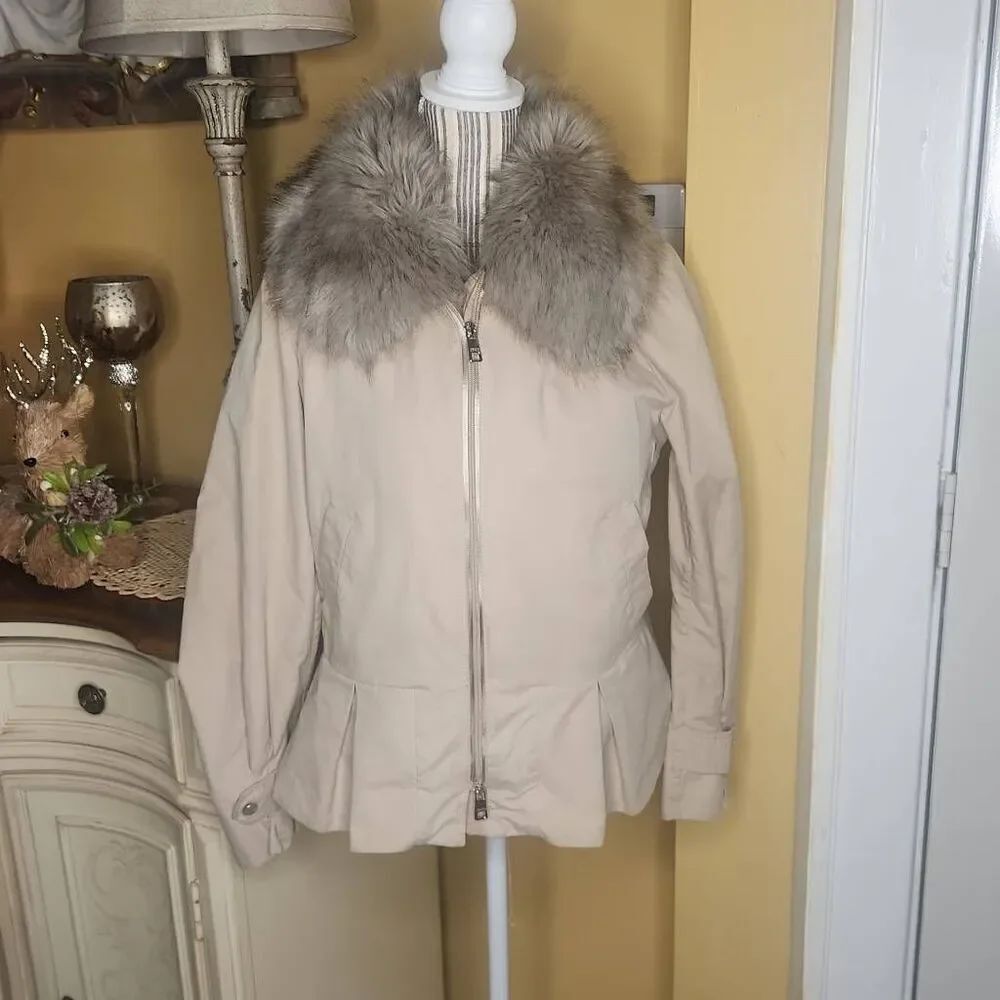 Banana republic removable fleece lined peplum jacket women's size M